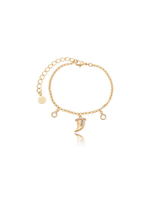 Pulseira Teen Dente de Sabre Pontos de Luz Banho Ouro 18K Cristal Zircônia