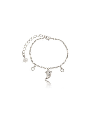 Pulseira Teen Dente de Sabre Pontos de Luz Banho Ródio Cristal Zircônia