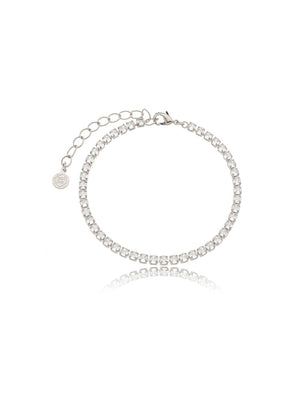 Pulseira Riviera Redondas Pequena Banho Ródio Zircônia