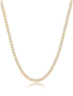 Colar Delicado Riviera Redondas Banho Ouro 18K Cristal