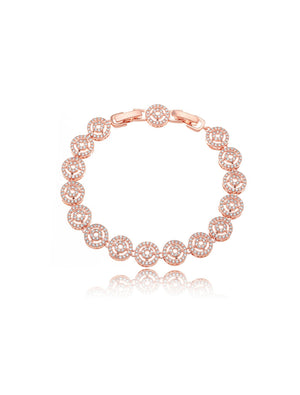 Pulseira Redondo Cravejado Bijuteria Rosé Zircônia