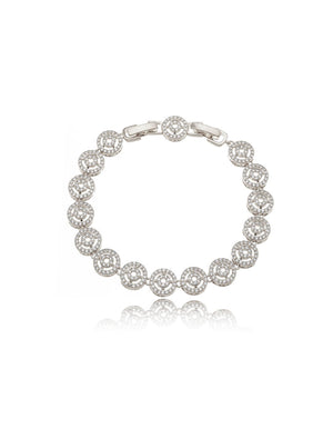 Pulseira Redonda Cravejada Banho Prateado Zircônia