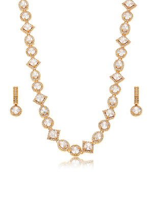 Conjunto Formas Geométricas Cravejadas Banho Dourado Zircônia