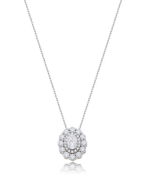 Colar Oval Cravejado 5.7MM Prata 925 Moissanite