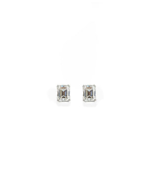 Brinco Retângulo 7.9mm Prata 925 Moissanite