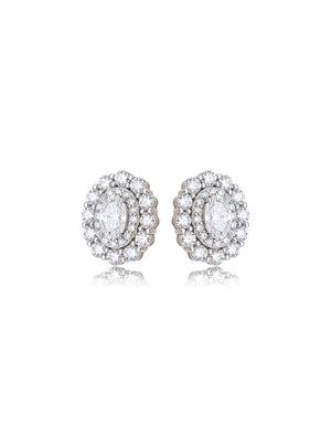 Brinco Oval Volta Cravejada 4.6MM Prata 925 Moissanite