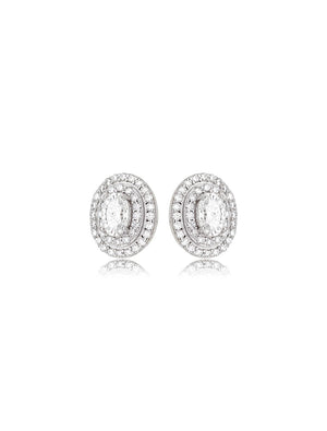 Brinco Oval Volta Cravejada 4.6MM Prata 925 Moissanite