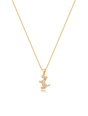 Colar Infantil Pingente Cachorrinho Cravejado Banho Ouro 18K Zircônia