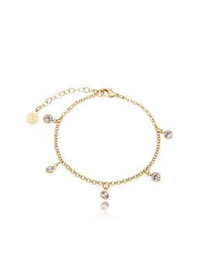 Pulseira Infantil Pontos de Luz Banho Ouro 18K Cristal