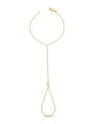 Pulseira de Mão Banho Ouro 18k Cristal