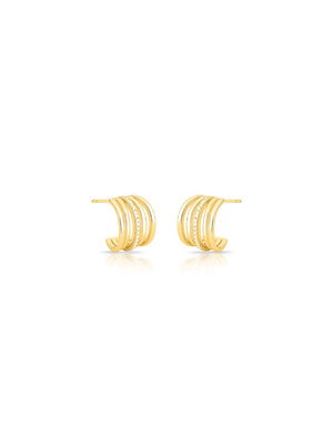 Brinco Argola Vazado com Detalhe Cravejado Banho Ouro 18k Zircônia