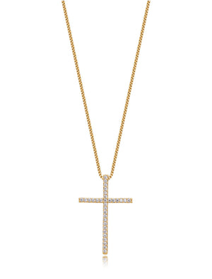 Colar Cruz Cravejada Banho Ouro 18k Zircônia