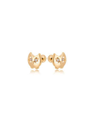 Brinco Infantil Corujinho Banho Ouro 18K Zircônia