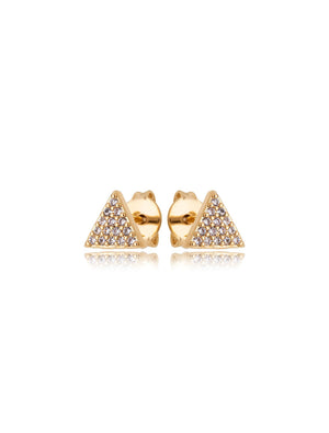 Brinco Infantil Triângulo Cravejado Banho Ouro 18K Zircônia
