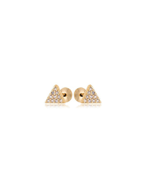 Brinco Infantil Triângulo Cravejado Banho Ouro 18K