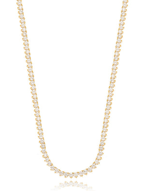 Colar Riviera 2.0MM Cristais Banho Dourado Zirconia