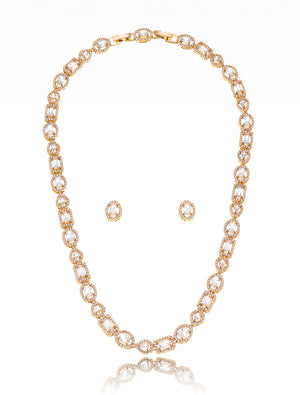 Conjunto Formatos Geométricos Voltas Cravejadas Banho Dourado Cristal Zircônia