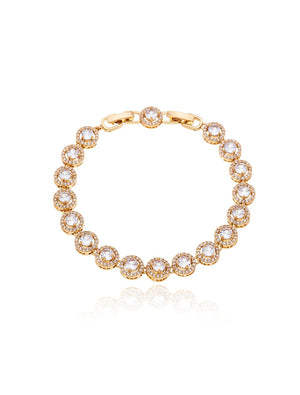 Pulseira Cravejada Redonda Banho Dourado Zircônia