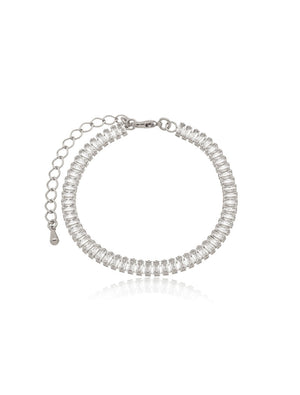 Pulseira Riviera Baguetes Banho Ródio Cristal