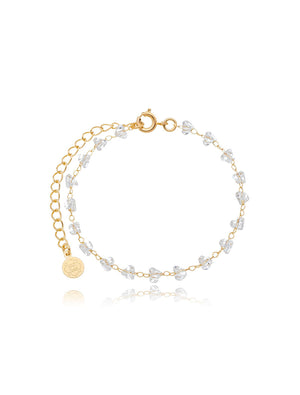 Pulseira Infantil Delicada Banho Ouro 18K Cristais