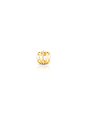 Brinco Piercing Fake Voltas Cravejado Banho Ouro 18k Zircônia