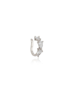 Brinco Piercing Fake Gotinhas Banho Ródio Cristal
