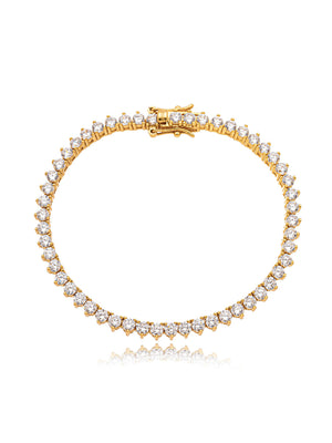 Pulseira Riviera Redondo 3mm Banho Dourado Zircônia