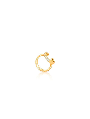 Brinco Piercing Fake Vazado Cravejado Banho Ouro 18k Zircônia