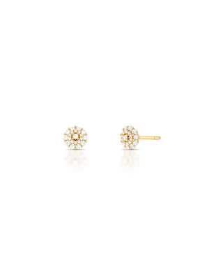 Brinco Fixo Florzinha Cristais Banho Ouro 18k