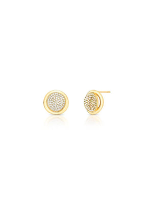 Brinco Redondo Cravejado Banho Ouro 18k Zircônia