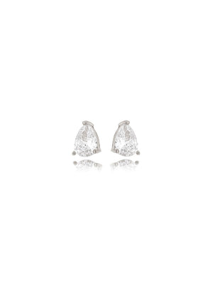 Brinco Gota Pequena Banho Platina Cristal