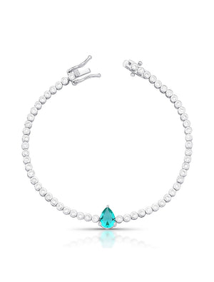 Pulseira Riviera Gota Cravejada Banho Ródio Cristal