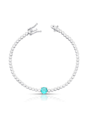 Pulseira Riviera Redondo Cravejada Banho Ródio Cristal