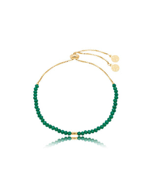 Pulseira Ajustável Cristais Pequenos Banho Ouro 18K