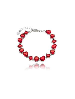 Pulseira Gota Formas Geométricas Banho Prateado Cristal